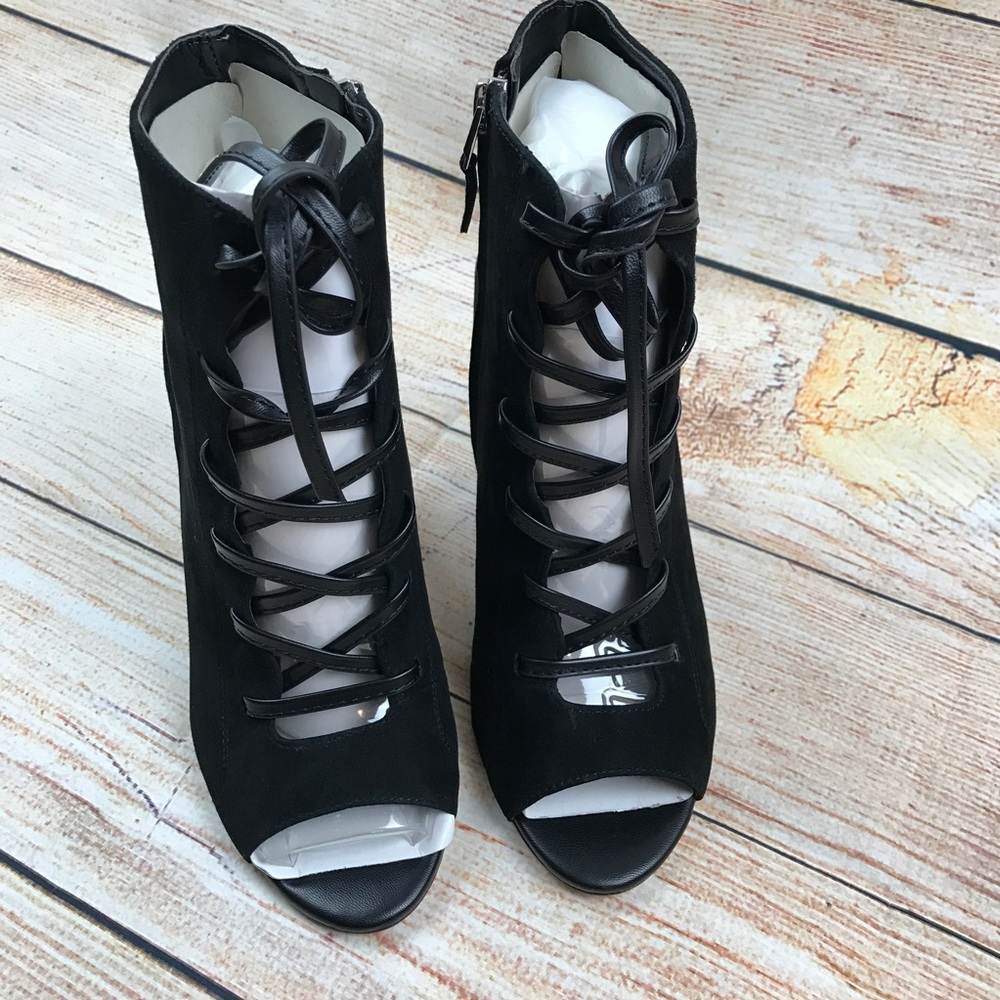 Sam Edelman black Yvie lace up suede bootie - Picture 5 of 6